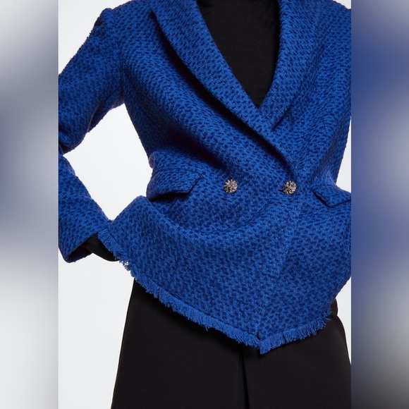 MNG blue Tweed blazer Jacket, size XXL - Picture 5 of 16